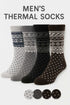 Men’s Winter Thermal Socks – Warm Fleece Lined Knitted Grip Socks with Stylish Nordic Pattern