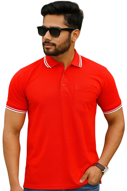 Men Polo Collar T-shirt with Pocket