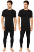 2 Pack Men's Short Sleeve Long Johns Thermal Set