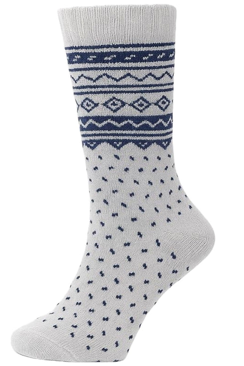 Men’s Winter Thermal Socks – Warm Fleece Lined Knitted Grip Socks with Stylish Nordic Pattern