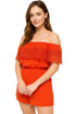 Womens Lace Detail Off Shoulder Playsuit