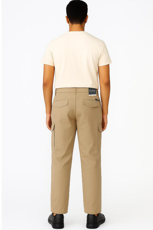 Men's Fire Trap Cargo Combat Trousers – Cotton Chino Denim-Style Work Pants with Pockets