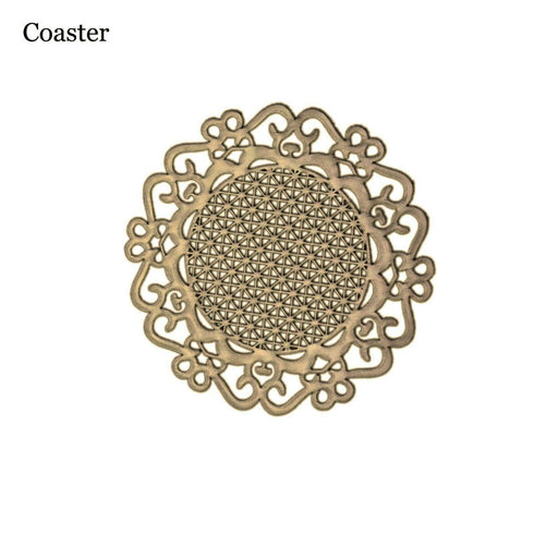 4 Pack Round Gold PVC Placemats & Coasters