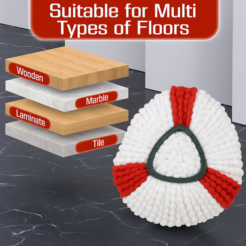 Triangle Spin Mop Refill Heads – 6 Pack Microfiber Replacement Mop Heads for 360° Spin Mop System | Wet & Dry Use