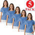 5 Pack Womens Plain Crew Neck T-Shirts