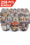258 PCS Vintage Travel-Themed Compact Vanity Mirrors – Assorted Designs Wholesale Bundle - 39p Per Piece