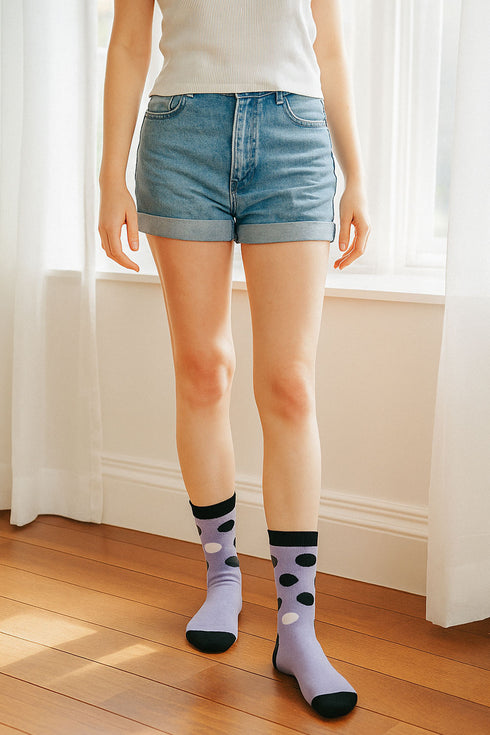 Women’s Colorful Polka Dot Socks – Fun Crew Socks Multipack (3, 6, 12 Pairs)