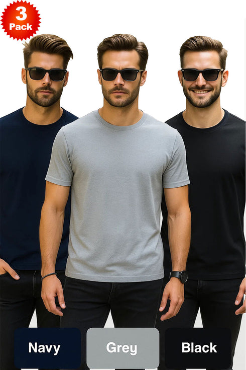 3 Pack Mens Plain Polycotton T-Shirts