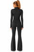 Women’s Zip Up Active-wear Set with Flared Leggings