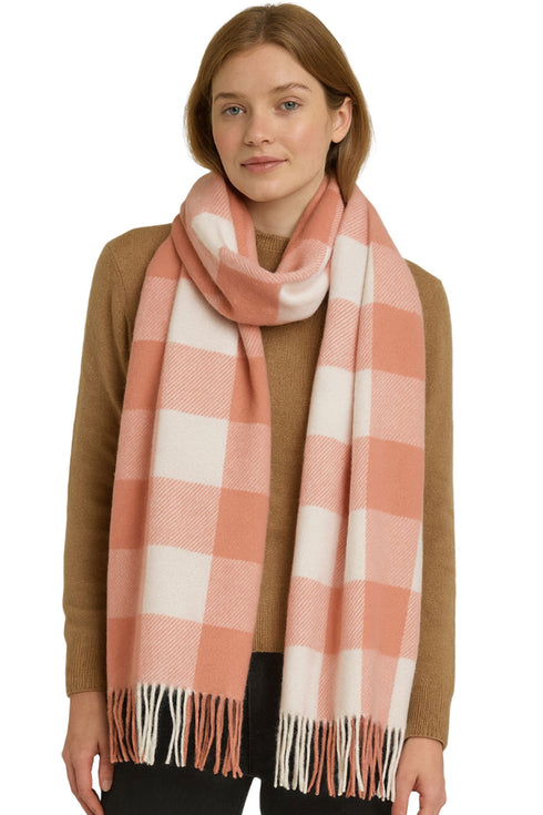 Women’s Checked Winter Scarf – Soft Tartan Blanket Wrap with Tassels