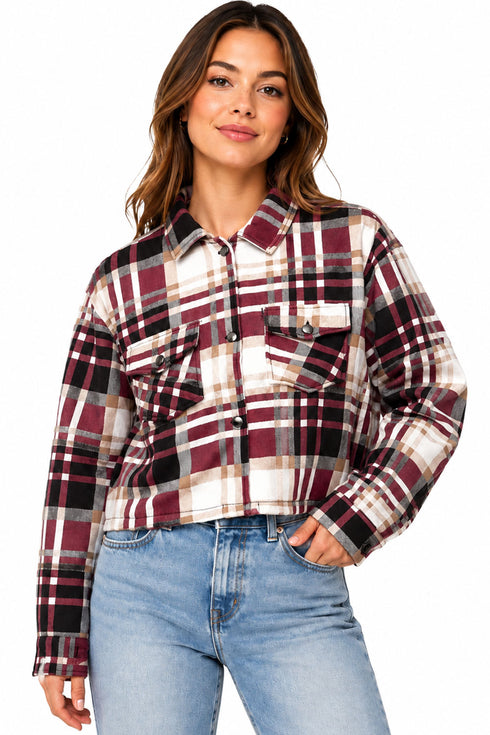 Ladies Collar Checked Jacket