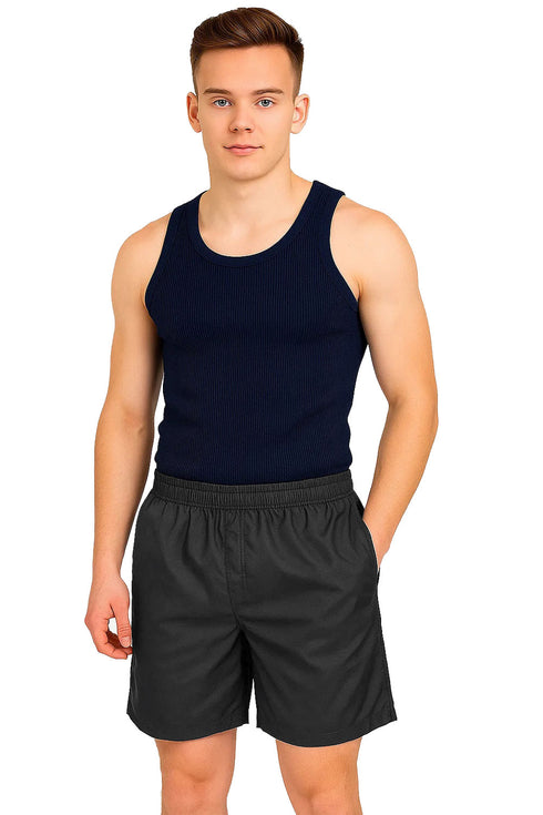 Men's Comfort Fit Polycotton Shorts with Zip Pockets & Drawcord
