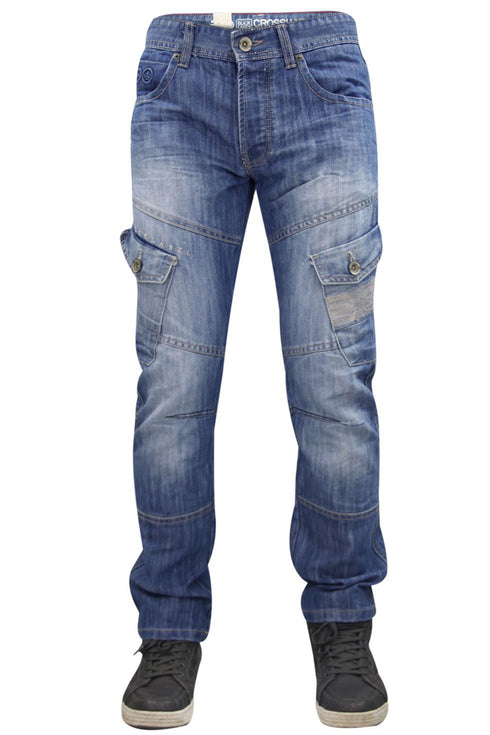Mens Crosshatch Heavy Duty Cargo Combat Jeans