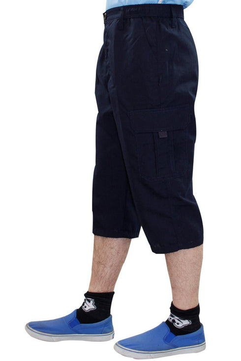 Mens Three Quarter Cotton Cargo Shorts