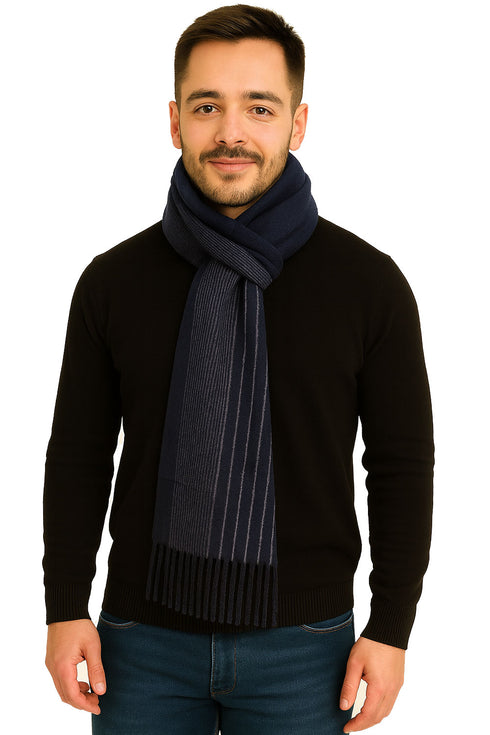 Unisex Wool Blend Check Muffler Scarf – Soft Knit Winter Wrap