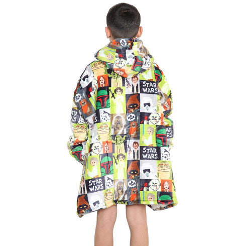 Kids Oversized Wearable Blanket Hoodie – Soft Fleece Hoodie Blanket with Fun Cartoon Print | Warm & Cozy for Boys & Girls