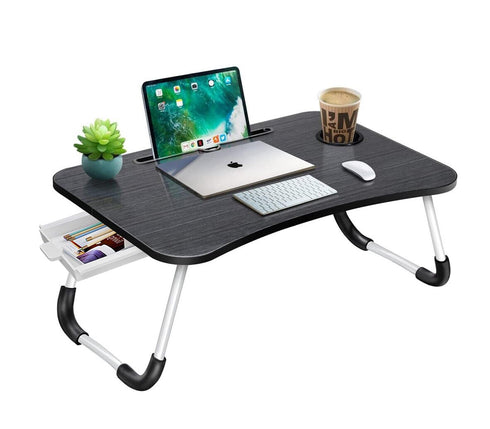 Folding Laptop Table with Storage Drawer