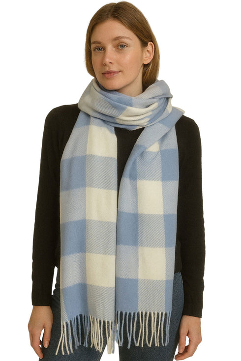 Women’s Checked Winter Scarf – Soft Tartan Blanket Wrap with Tassels