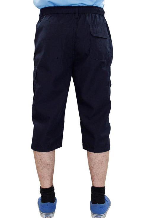 Mens Three Quarter Cotton Cargo Shorts