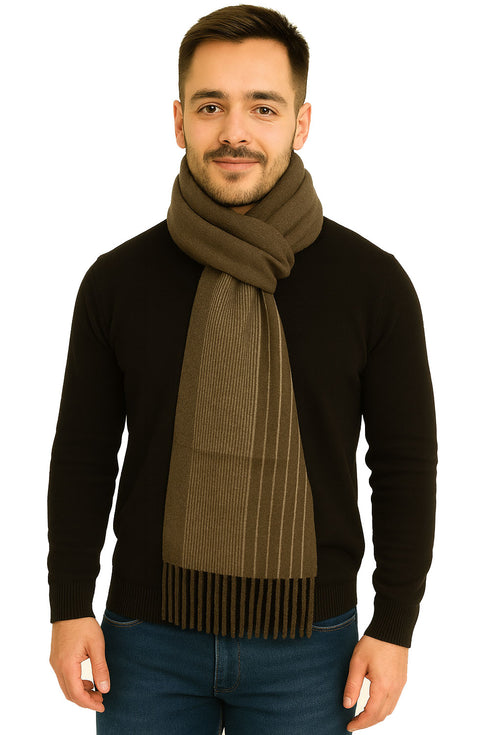 Unisex Wool Blend Check Muffler Scarf – Soft Knit Winter Wrap