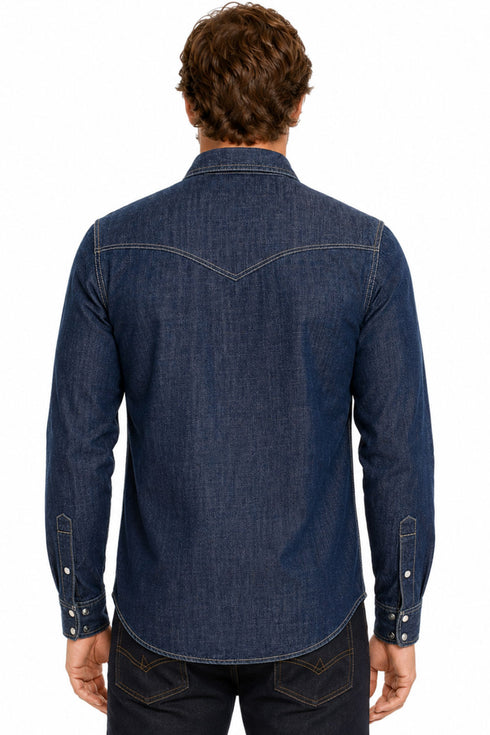 Men’s Denim Western Shirt with Contrast Stitching