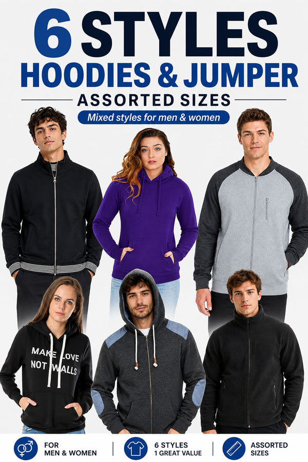 8 Pack Assorted Hoodies & Jumper for Men and Women