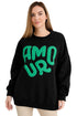 Womens Oversized Printed Sweatshirt – Crewneck, Baggy Long Sleeve Jumper