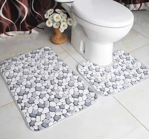 2 Pack Pebble Bath and Pedestal Mat