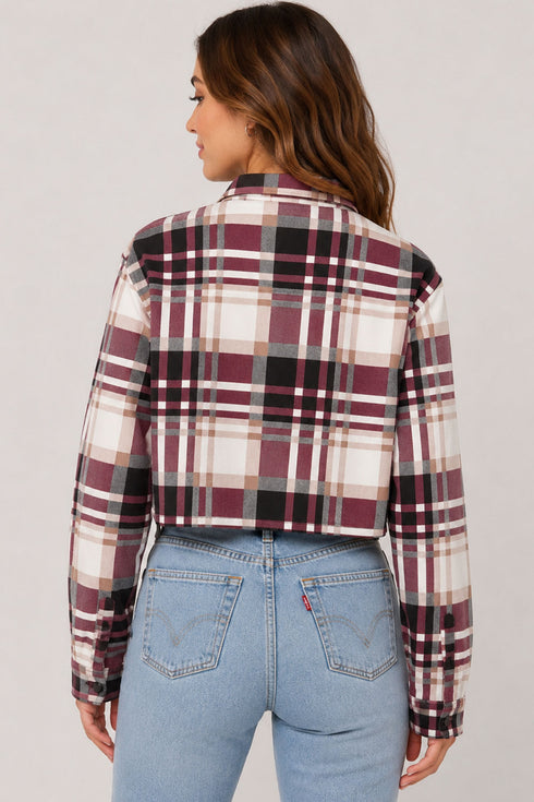 Ladies Collar Checked Jacket