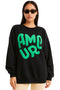 Womens Oversized Printed Sweatshirt – Baggy Comfort Fit, Front Print, Long Sleeve Jumper