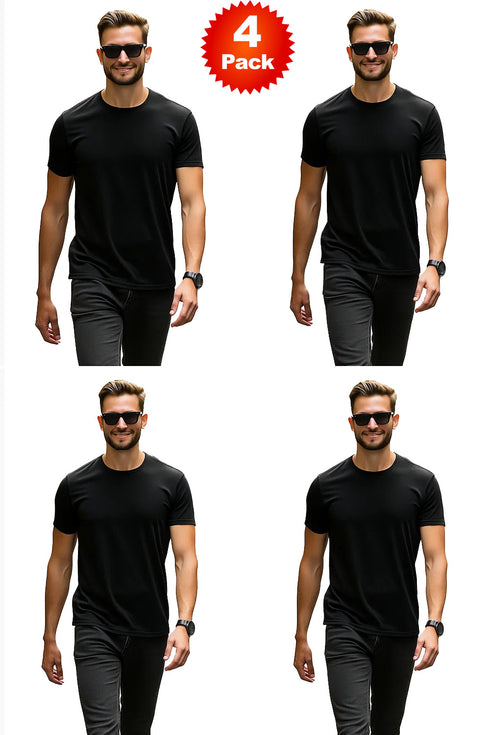4 Pack Mens Plain Polycotton T-shirt