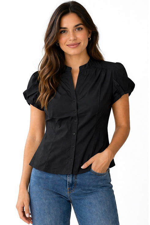 12 Pack Women’s Black Button-Up Shirts – From £1.99 Per Unit