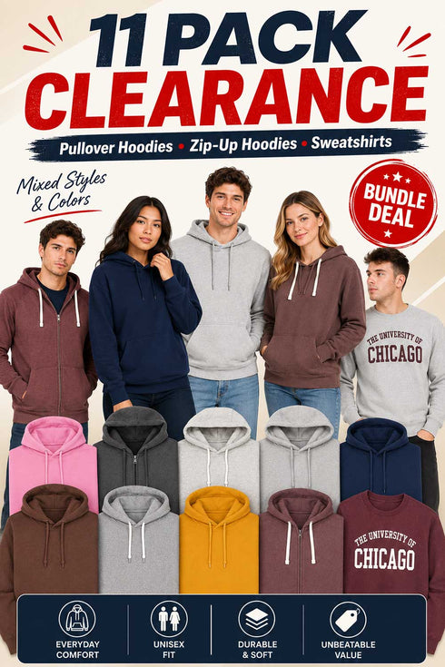 11 Pack Clearance Hoodie & Sweatshirt Bundle - From £2.72 Per Unit