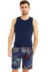 Men's Tropical Print Lounge Shorts – Navy Blue Casual Summer Wear