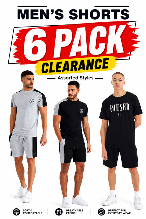 6 Pack Brave Soul Men’s Casual Lounge-wear Short Set - From £3.83 Per Unit