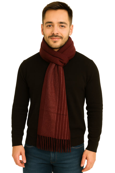 Unisex Wool Blend Check Muffler Scarf – Soft Knit Winter Wrap