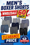 60 Pack Men’s Cotton Boxer Shorts - From 49p Per Unit