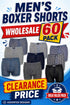 60 Pack Men’s Cotton Boxer Shorts - From 49p Per Unit