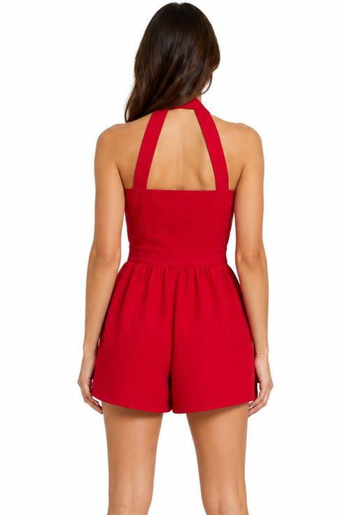 Women’s Red Sleeveless Romper Playsuit