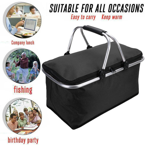 Folding Insulated Cooler Picnic Basket - 30 Litres