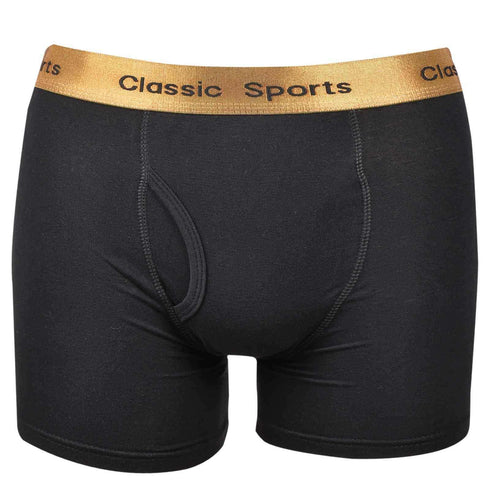 12 Pack Men's Boxer Briefs - Black Cotton Blend - Assorted Waistbands