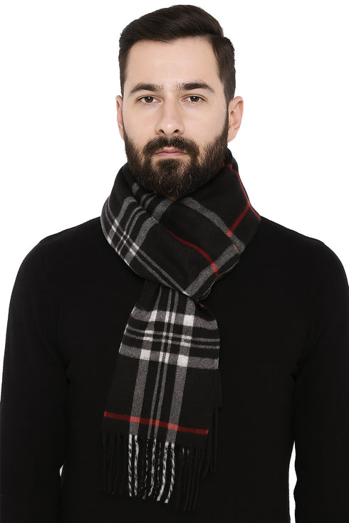 Classic Check Pattern Wool Muffler – Men and Women Knit Scarf
