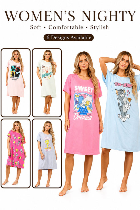 Women’s Soft Cartoon Nighty - Night Shirt