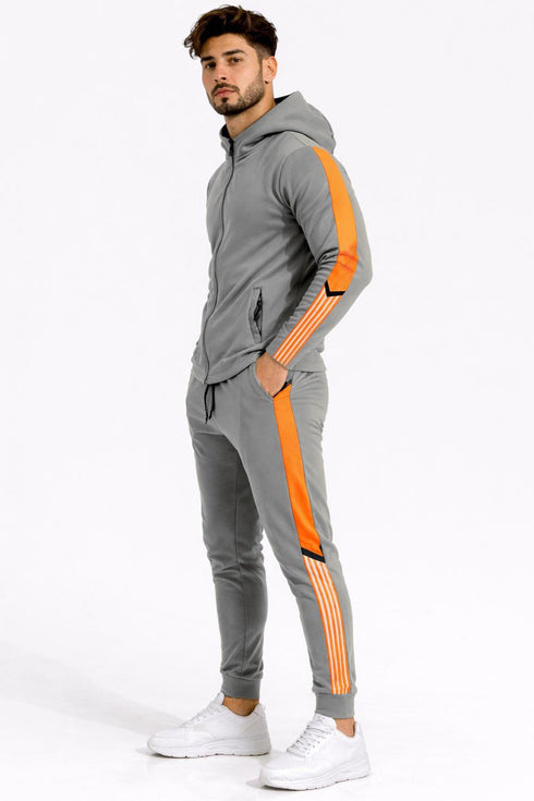 Men’s Slim Fit Side Stripe Tracksuit Set – Zip Hoodie & Joggers