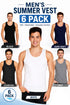 6 Pack Men's Plain Polycotton Sleeveless Vest – Soft, Lightweight, Print-Friendly Gym Tank Top