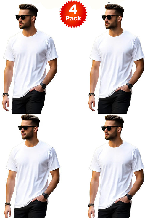 4 Pack Mens Plain Polycotton T-shirt