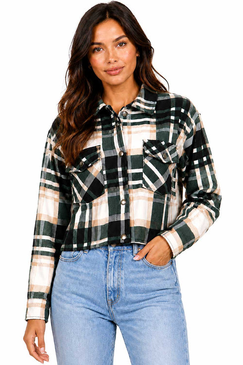Ladies Collar Checked Jacket