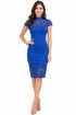 Women's Royal Blue Lace Bodycon Midi Dress