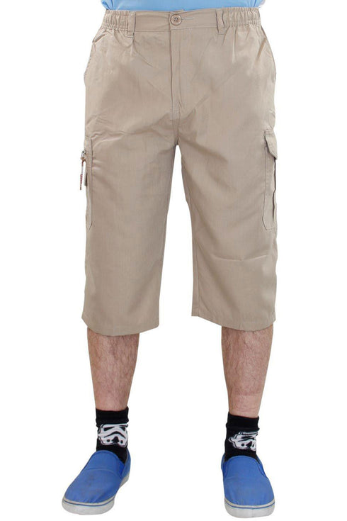Mens Three Quarter Cotton Cargo Shorts