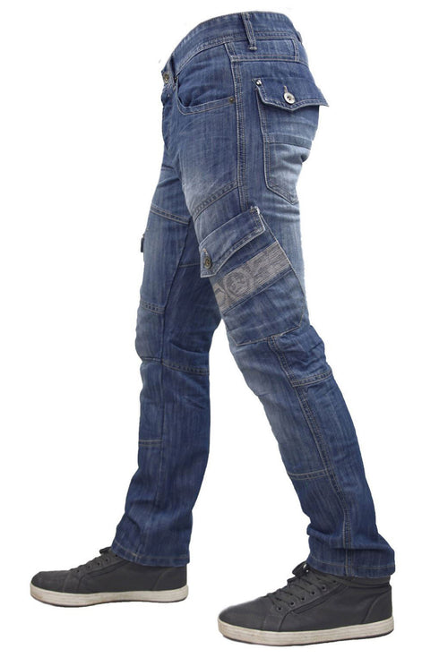 Mens Crosshatch Heavy Duty Cargo Combat Jeans